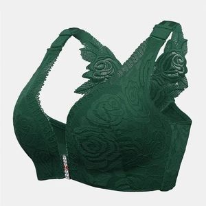 Rose front closure wireless bra